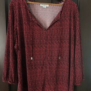 Red and Black Patterned Blouse